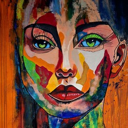 Ein farbenreiches und ausdrucksstarkes Aquarell einer Frau